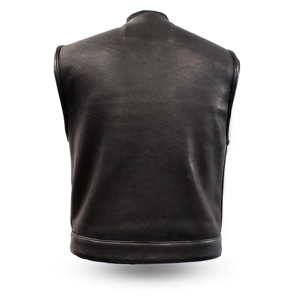 Leather FIM659CPM Low Rise Black Club Style Vest