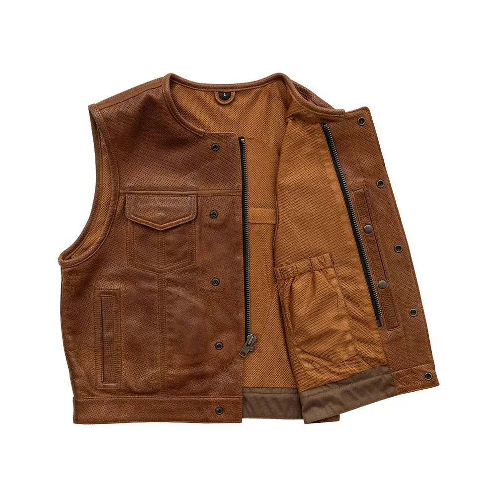 Lowside Men's Perforated Motorcycle Leather Vest