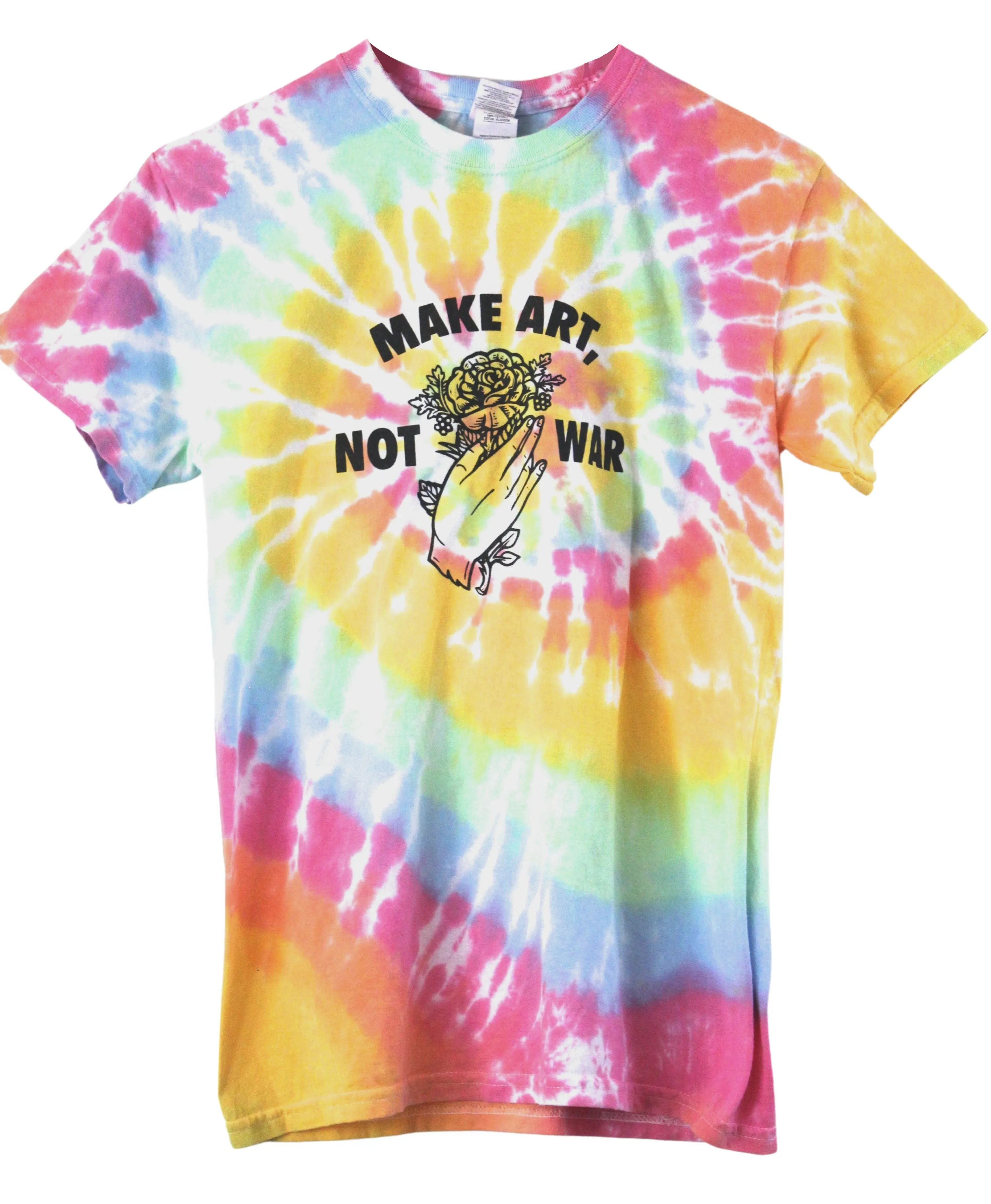 Make Art, Not War Pastel Rainbow Tie-Dye Graphic Unisex Tee