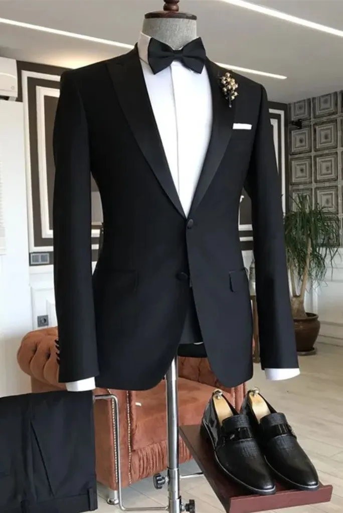 Man Two Piece Tuxedo Black Suit Wedding Premium Slim Fit Suit Stylish Elegant Suit Bespoke Suits