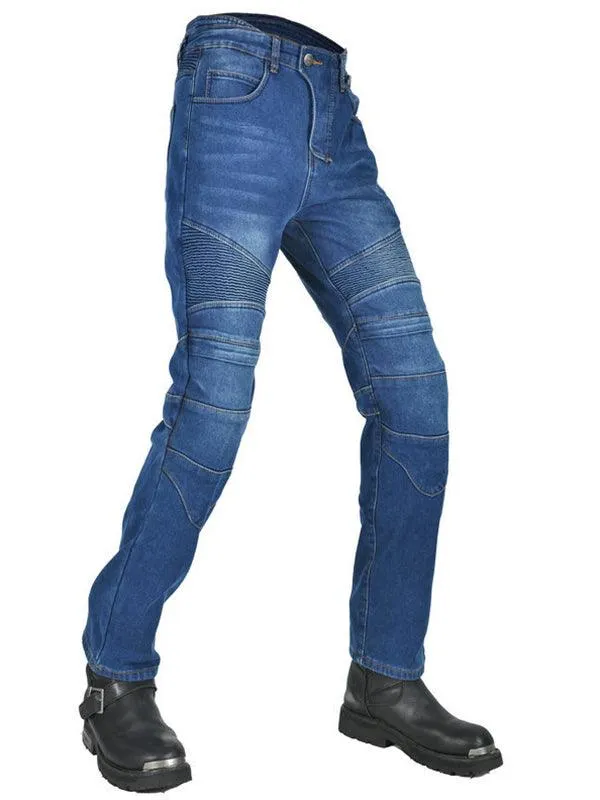 Men's Denim Plus Fleece Waterproof Warm Motorcycle Pants