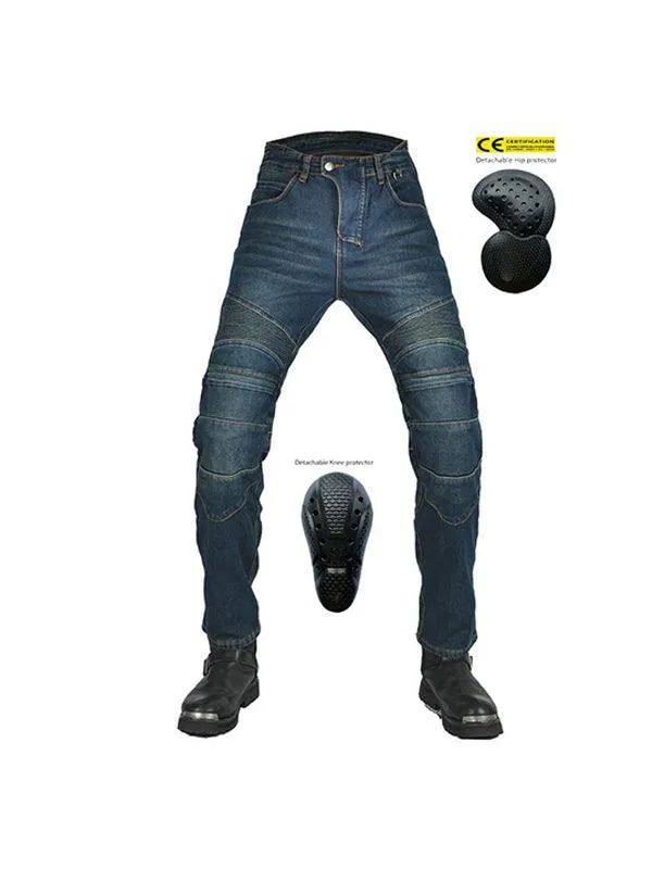 Men's Denim Plus Fleece Waterproof Warm Motorcycle Pants