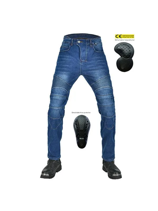 Men's Denim Plus Fleece Waterproof Warm Motorcycle Pants