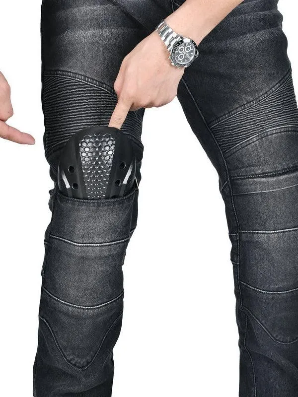 Men's Denim Plus Fleece Waterproof Warm Motorcycle Pants