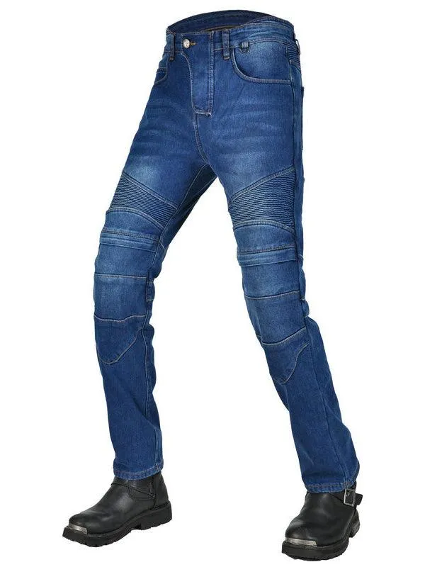 Men's Denim Plus Fleece Waterproof Warm Motorcycle Pants