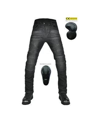 Men's Denim Plus Fleece Waterproof Warm Motorcycle Pants