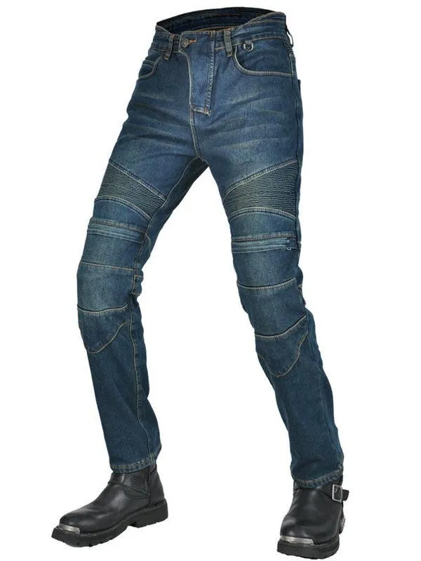 Men's Denim Plus Fleece Waterproof Warm Motorcycle Pants