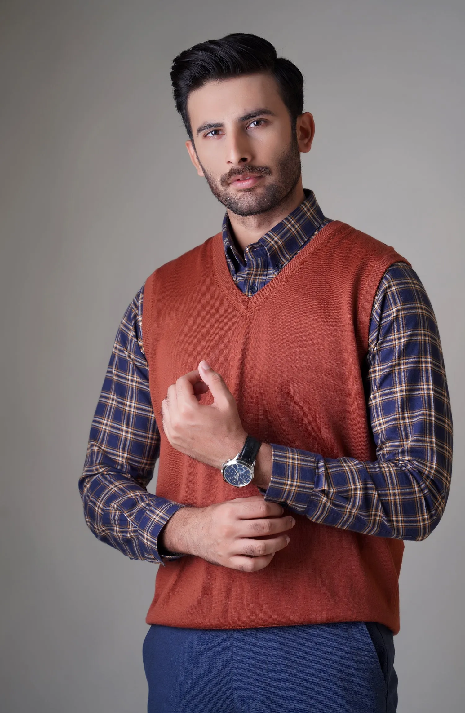 Merino - Sleeve Less - Rust