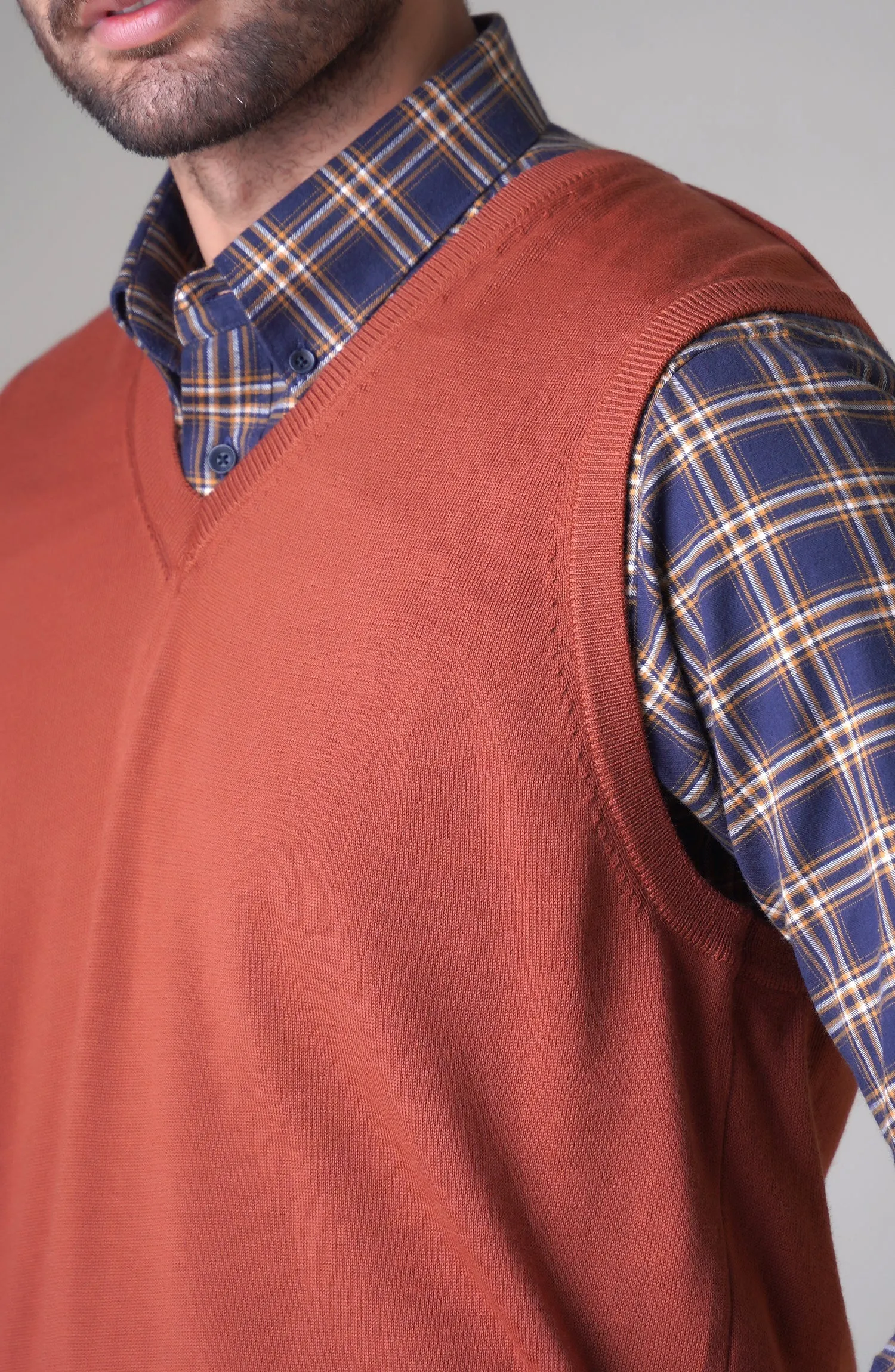 Merino - Sleeve Less - Rust