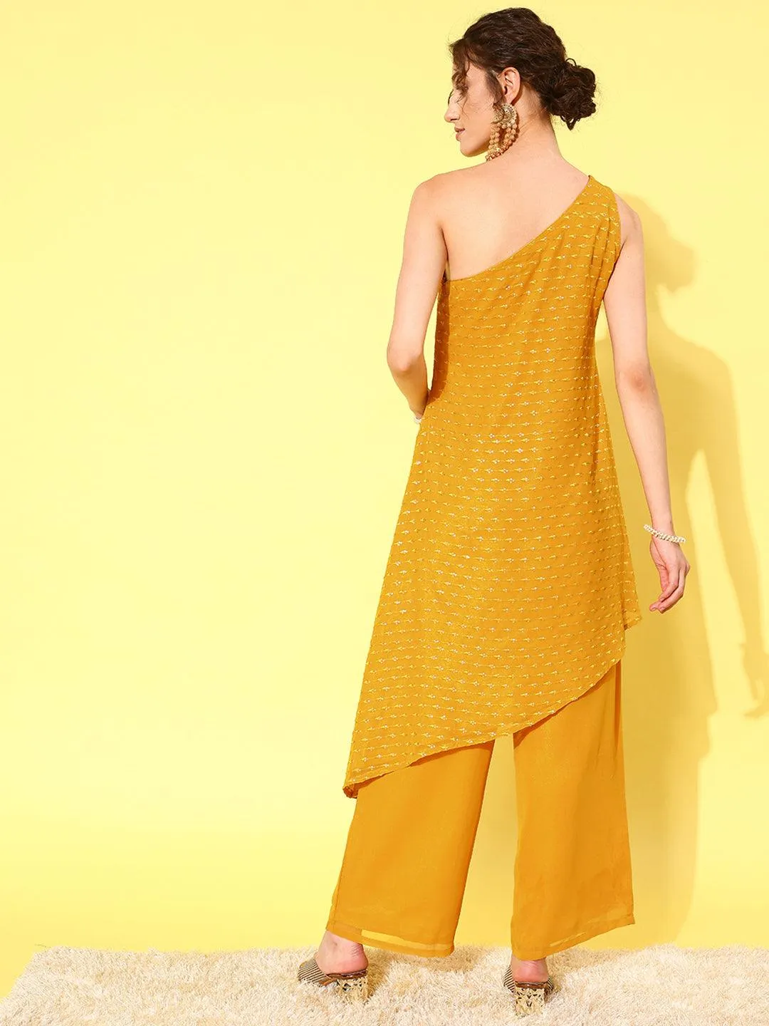 Mustard Embellished Georgette Co-Ords