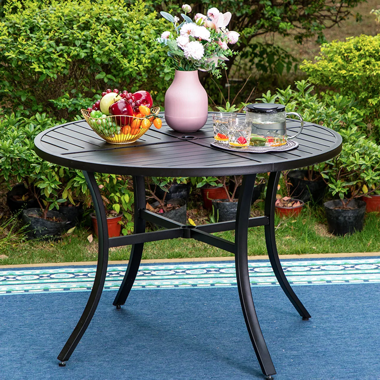 PHI VILLA 42" & 54" Geometric Stamped Patio Dining Round  Table