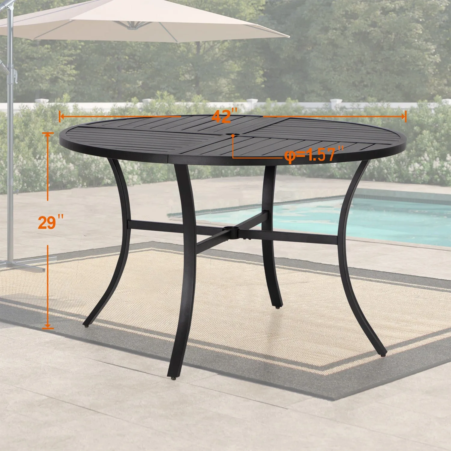 PHI VILLA 42" & 54" Geometric Stamped Patio Dining Round  Table