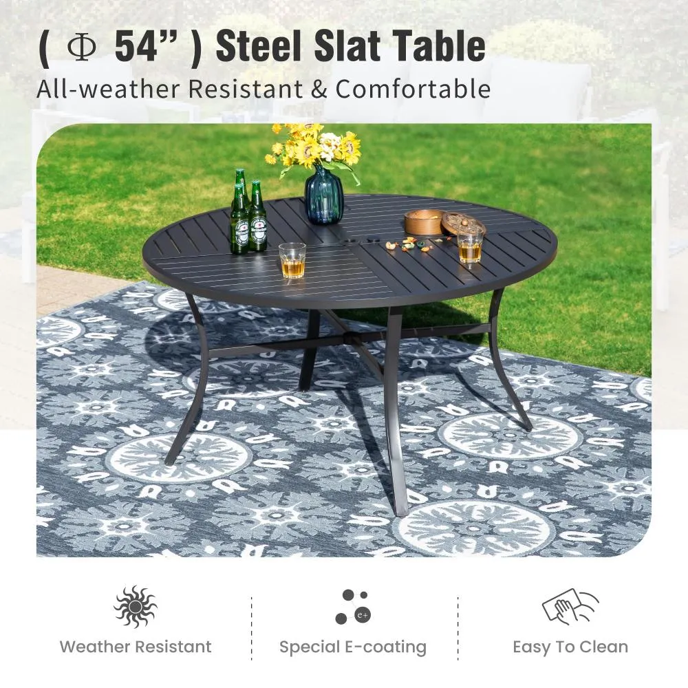 PHI VILLA 42" & 54" Geometric Stamped Patio Dining Round  Table