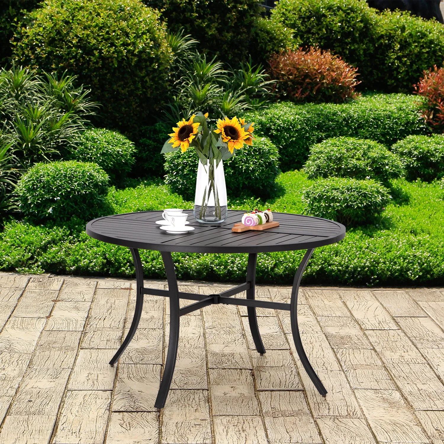 PHI VILLA 42" & 54" Geometric Stamped Patio Dining Round  Table