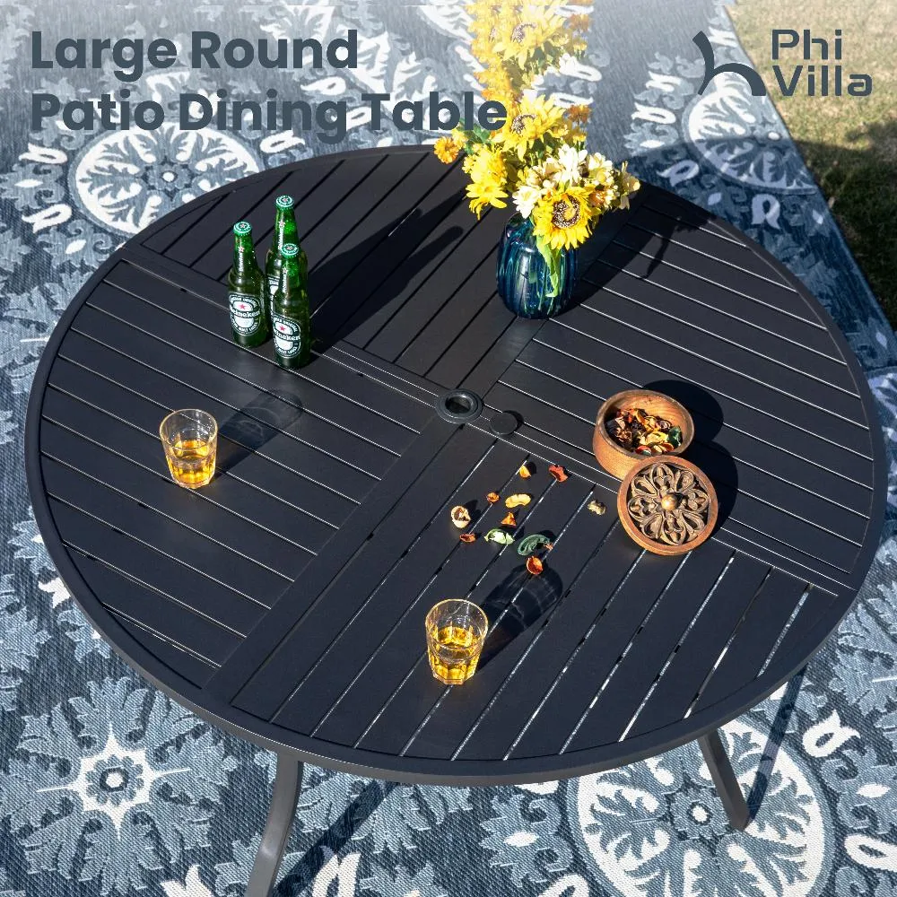 PHI VILLA 42" & 54" Geometric Stamped Patio Dining Round  Table