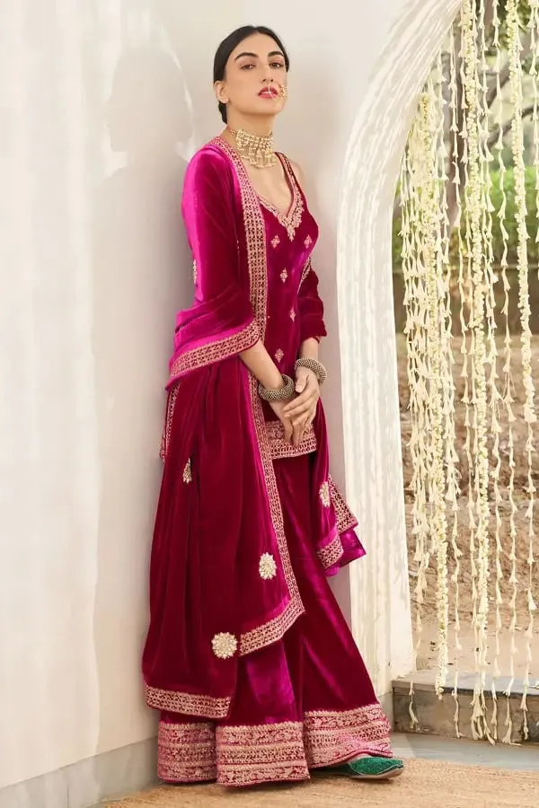 Pink Punjabi Sharara Suits For Wedding