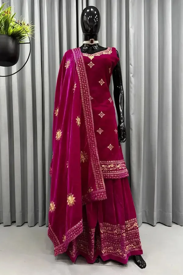 Pink Punjabi Sharara Suits For Wedding