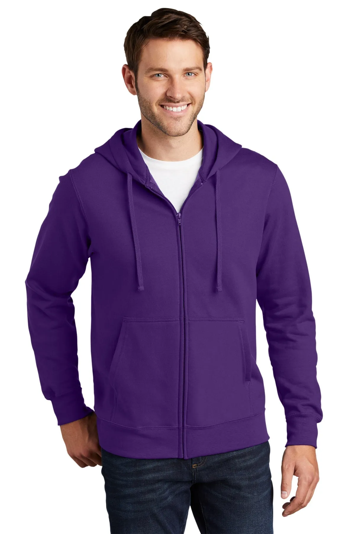 Port & Company Fan Favorite Fleece Branded Zip Hoodies, Team Purple