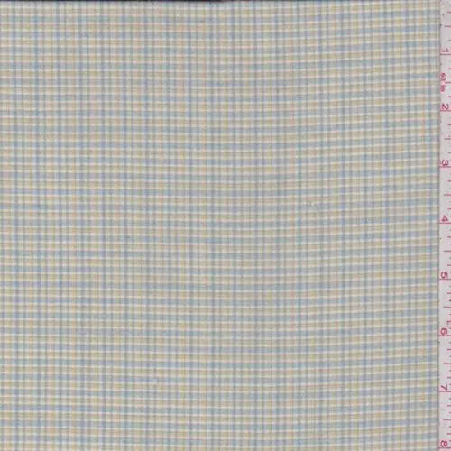 Powder Blue/Yellow Mini Plaid Shirting Fabric