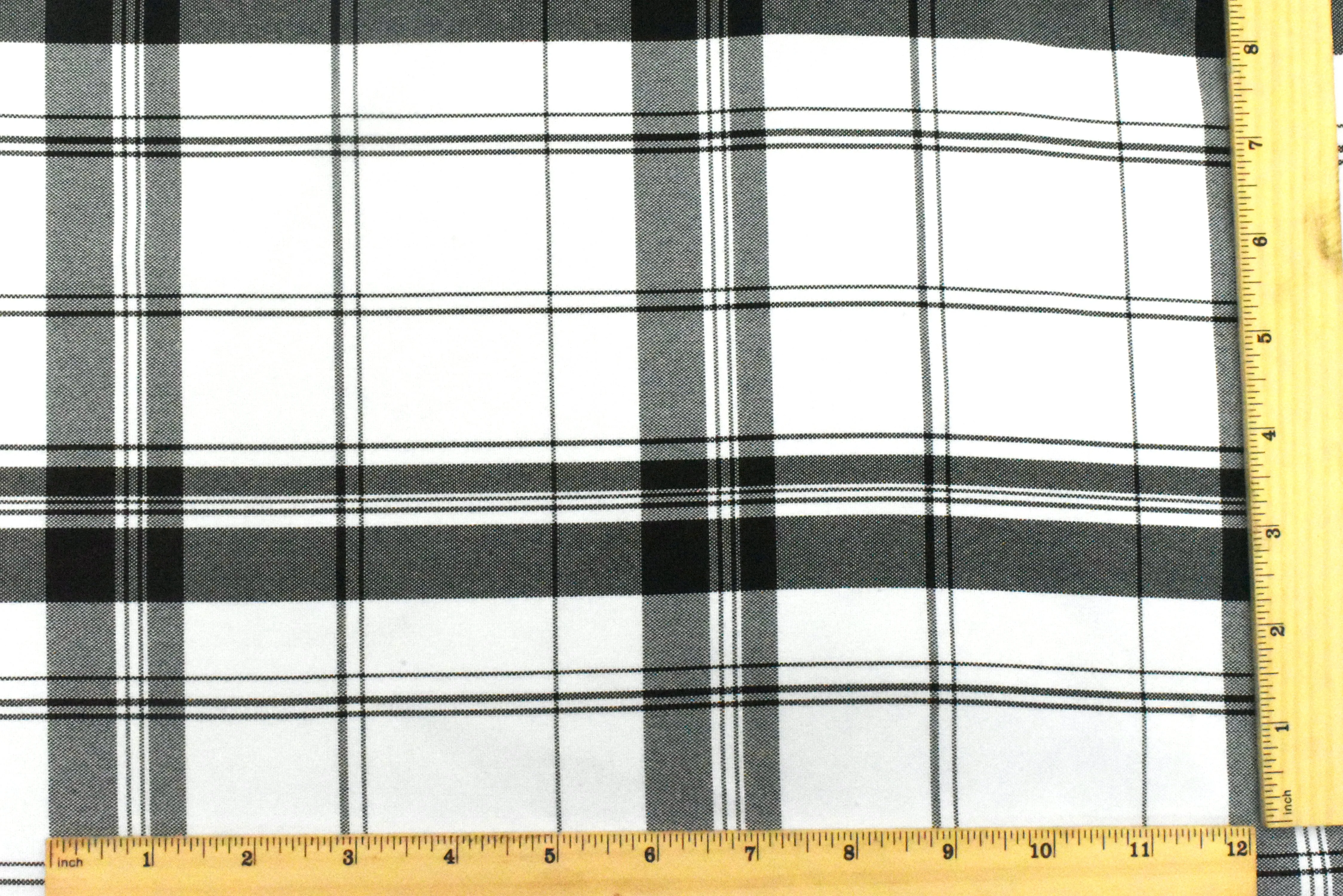 Pure White-Black Plaid Jacketing Woven Fabric