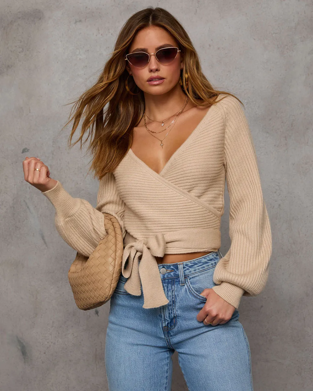 Rayna Cropped Wrap Sweater