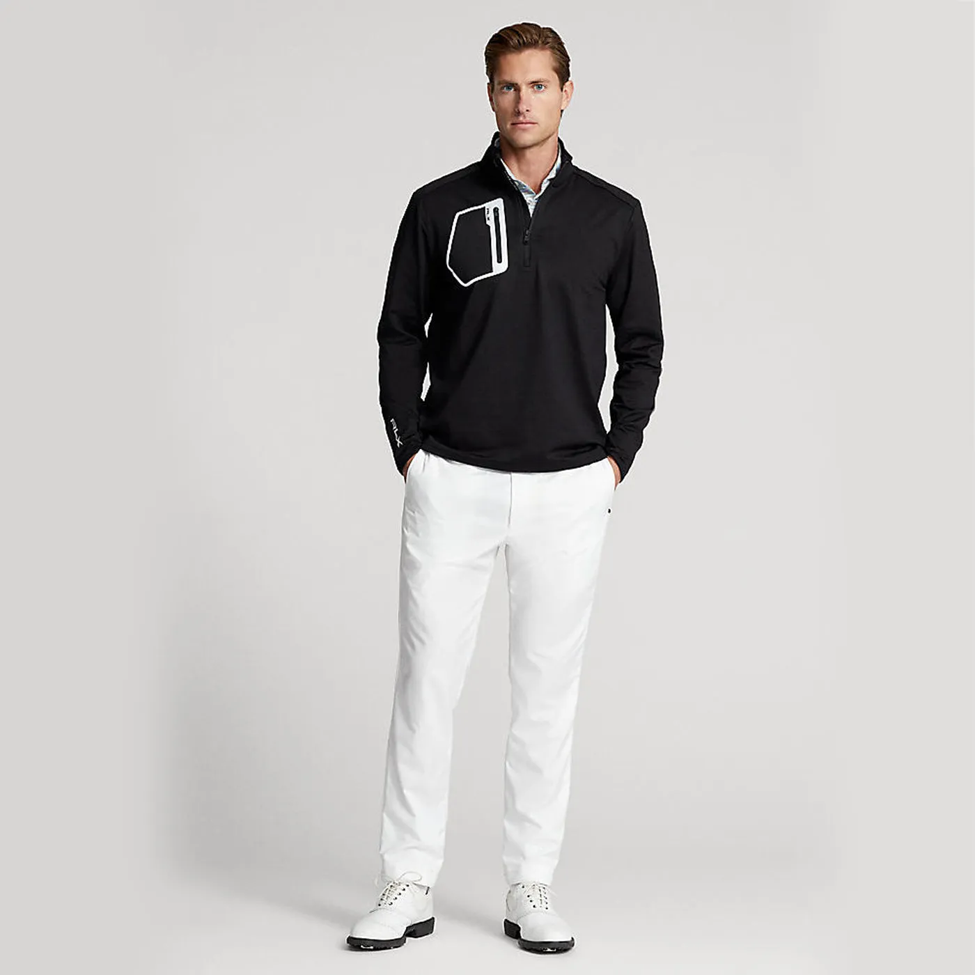 RLX Ralph Lauren Driver Luxury Jersey Pullover - Polo Black/ Silver