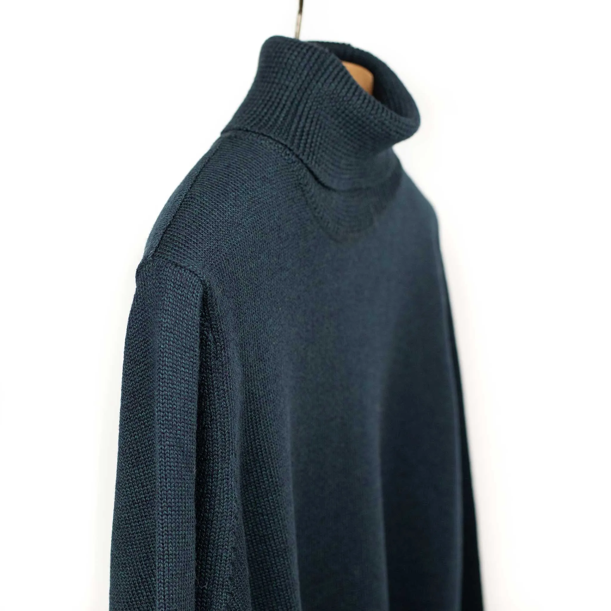 Rollneck sweater in petrol superfine merino wool (restock)