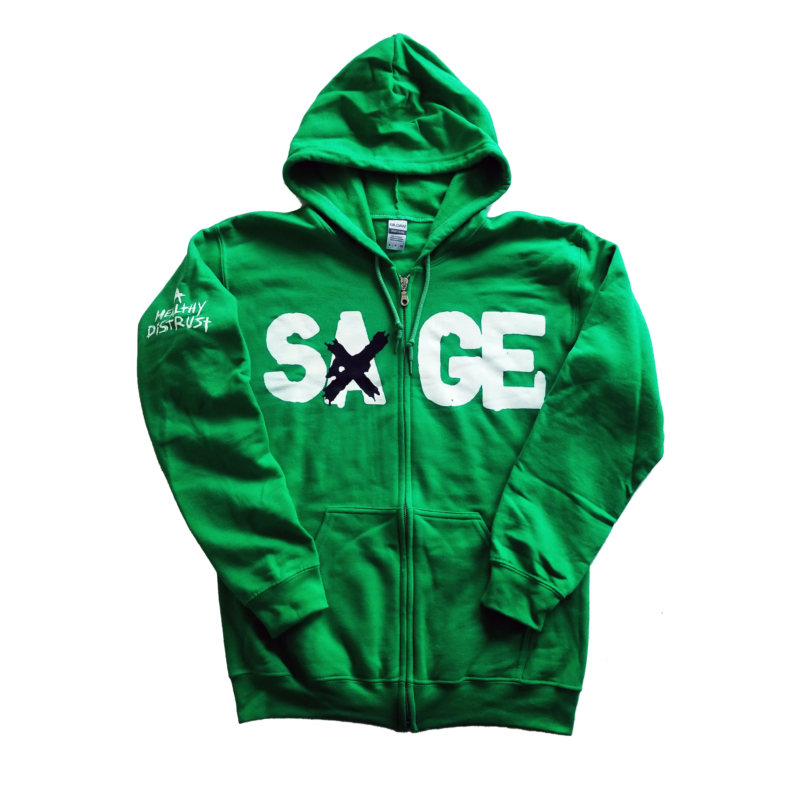 Sage Francis "A Healthy Distrust" KELLY GREEN Zip Hoodie