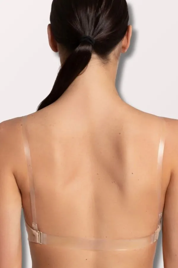 Seamless Clear Back Bra - Nude