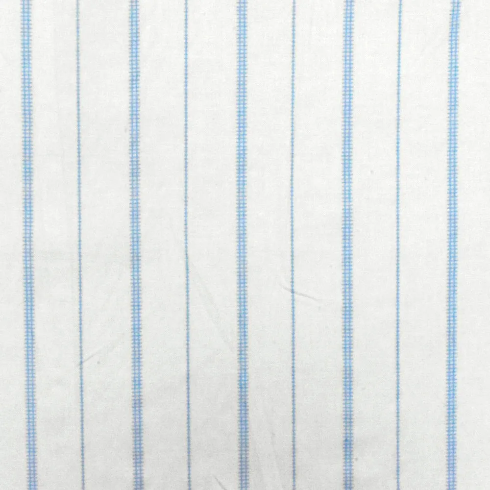 Snow White-Blue Stripe Printed Stretch Cotton Poplin Woven Fabric