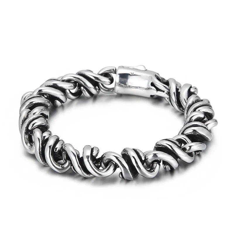 Stylish Titanium Steel Men's Bracelet with Polished Snap Button - A Trendy Gift for Him