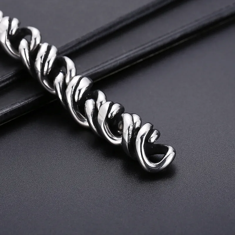 Stylish Titanium Steel Men's Bracelet with Polished Snap Button - A Trendy Gift for Him