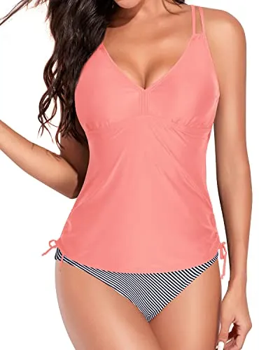 Stylish Tummy Control Bathing Suits for Women V Neck Tankini Swimsuits