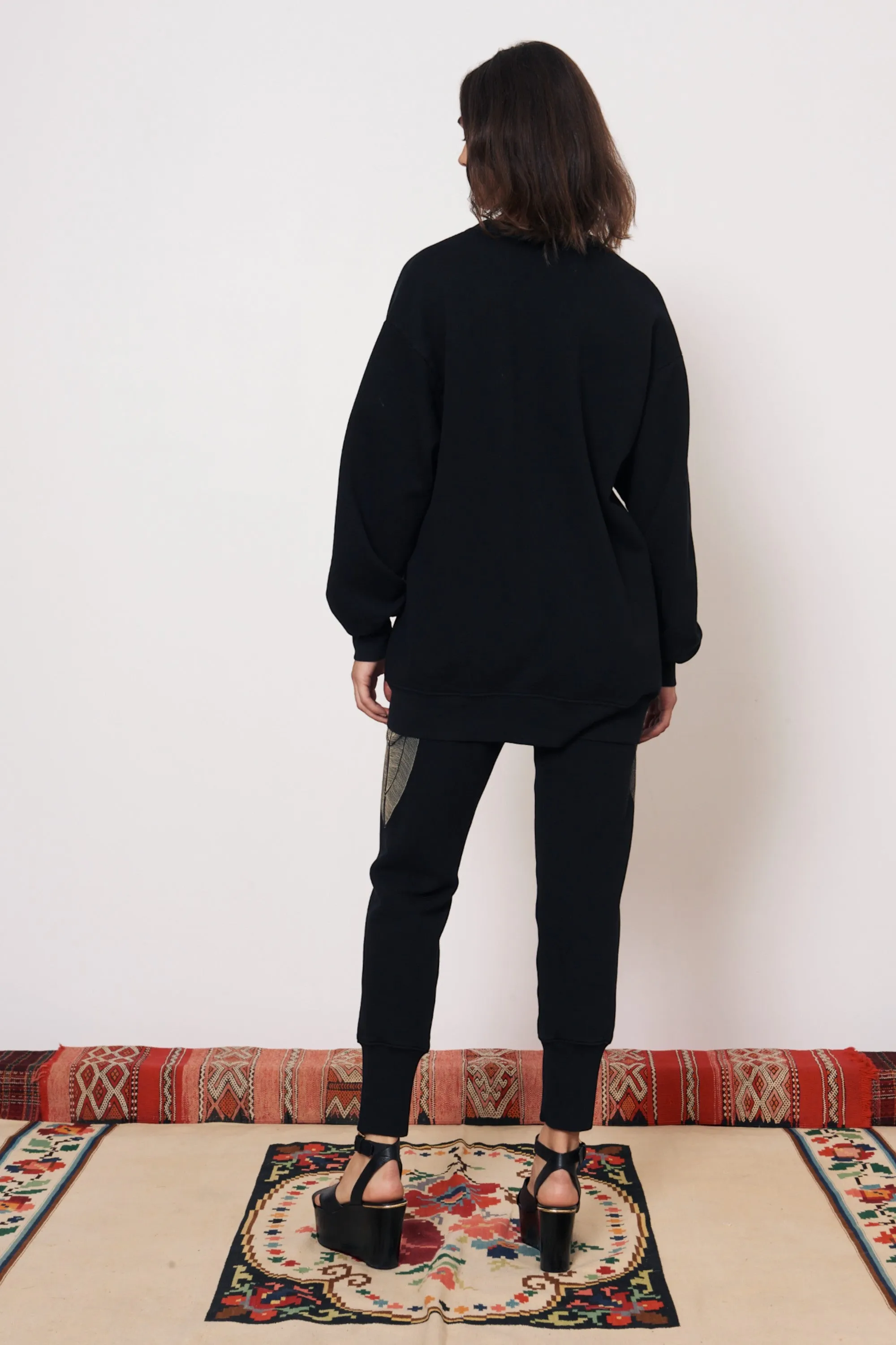 Vintage Fleece Black Jackie Cardigan