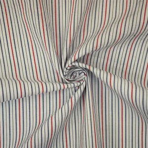 White-Blue-Red Stripe Cotton Broadcloth Woven Fabric