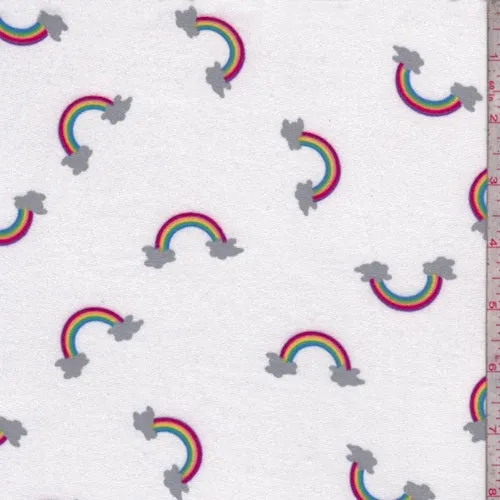 White Rainbow Double Brushed Jersey Knit Fabric